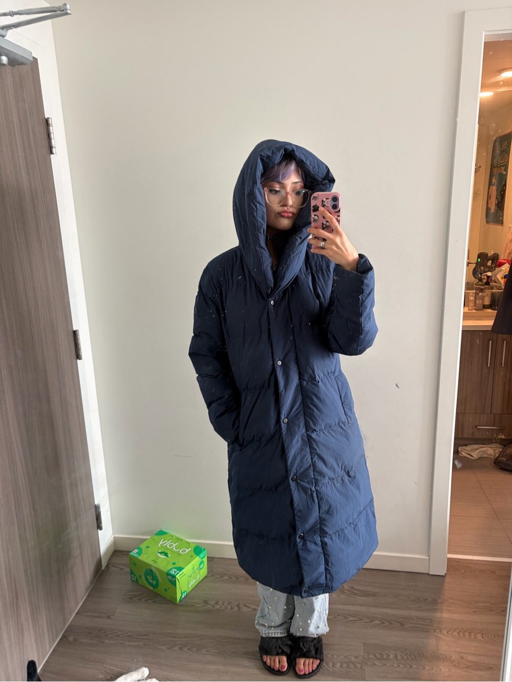 Ralph Lauren Navy Long Puffer Coat - Women's Down-Style Jacket